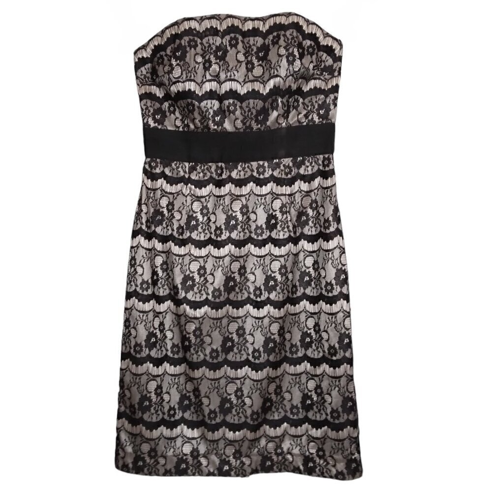 WHBM | Lace Sheath Bodycon Dress Black Strapless | Size 2